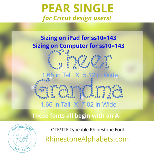 A-PearSingle:  Cricut Sized TTF/OTF Font