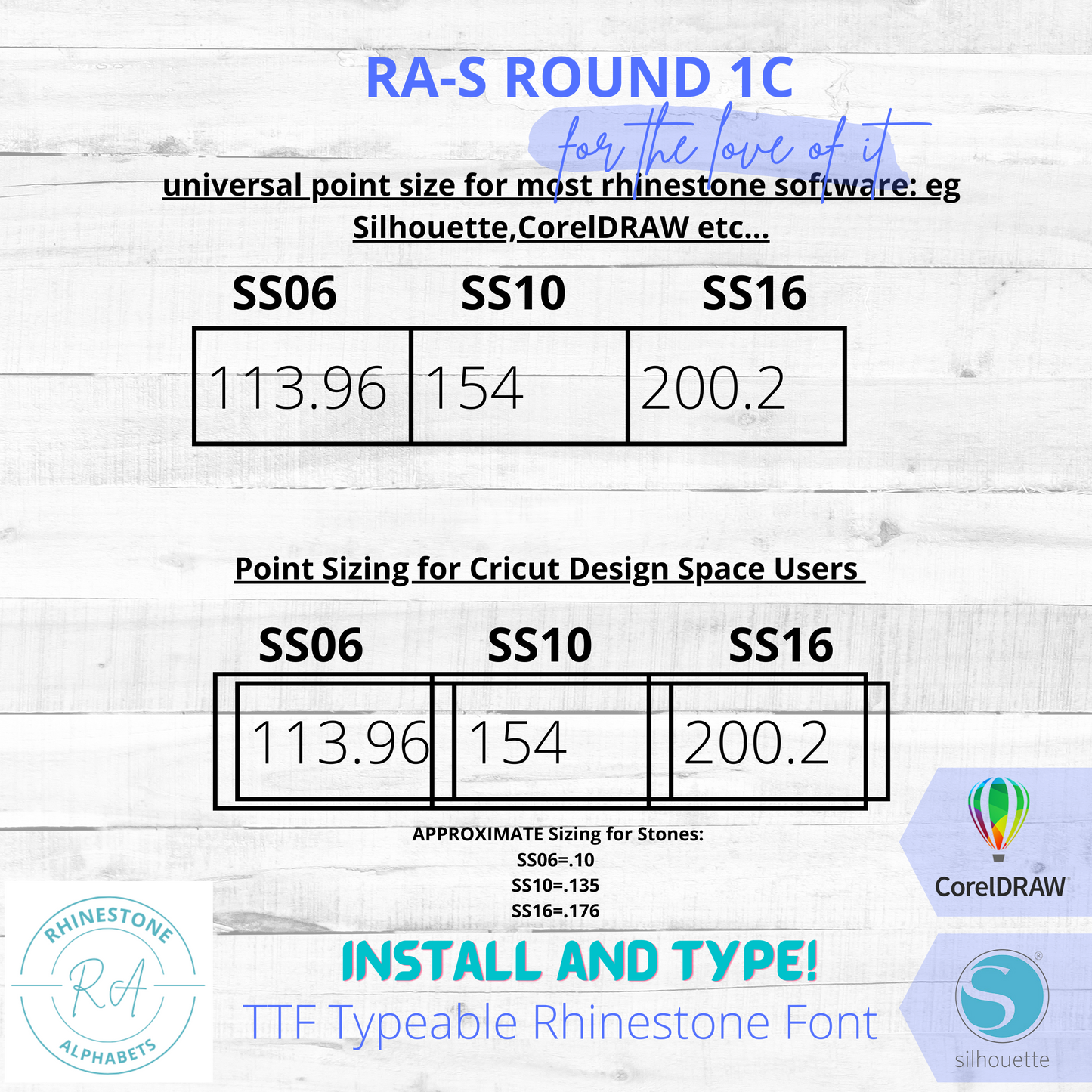 RA-S Round 1C  This is a combo font, 2 color TTF Rhinestone