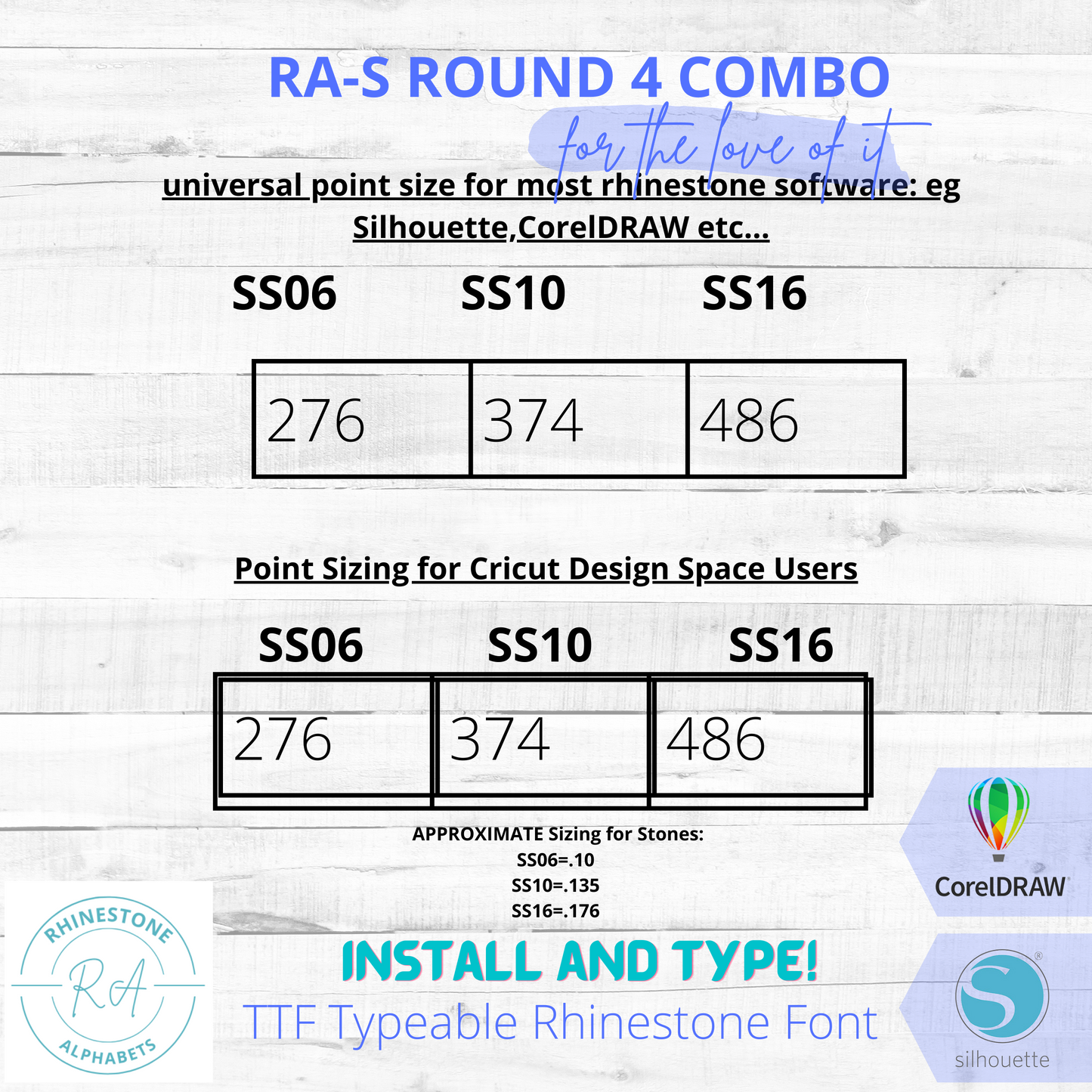 RA-S Round 4 Combo  TTF Rhinestone Font, 2 color