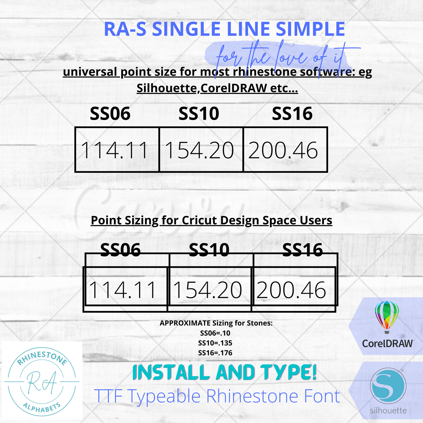 RA-S Singleline SImple  :TTF Typeable Rhinestone Font