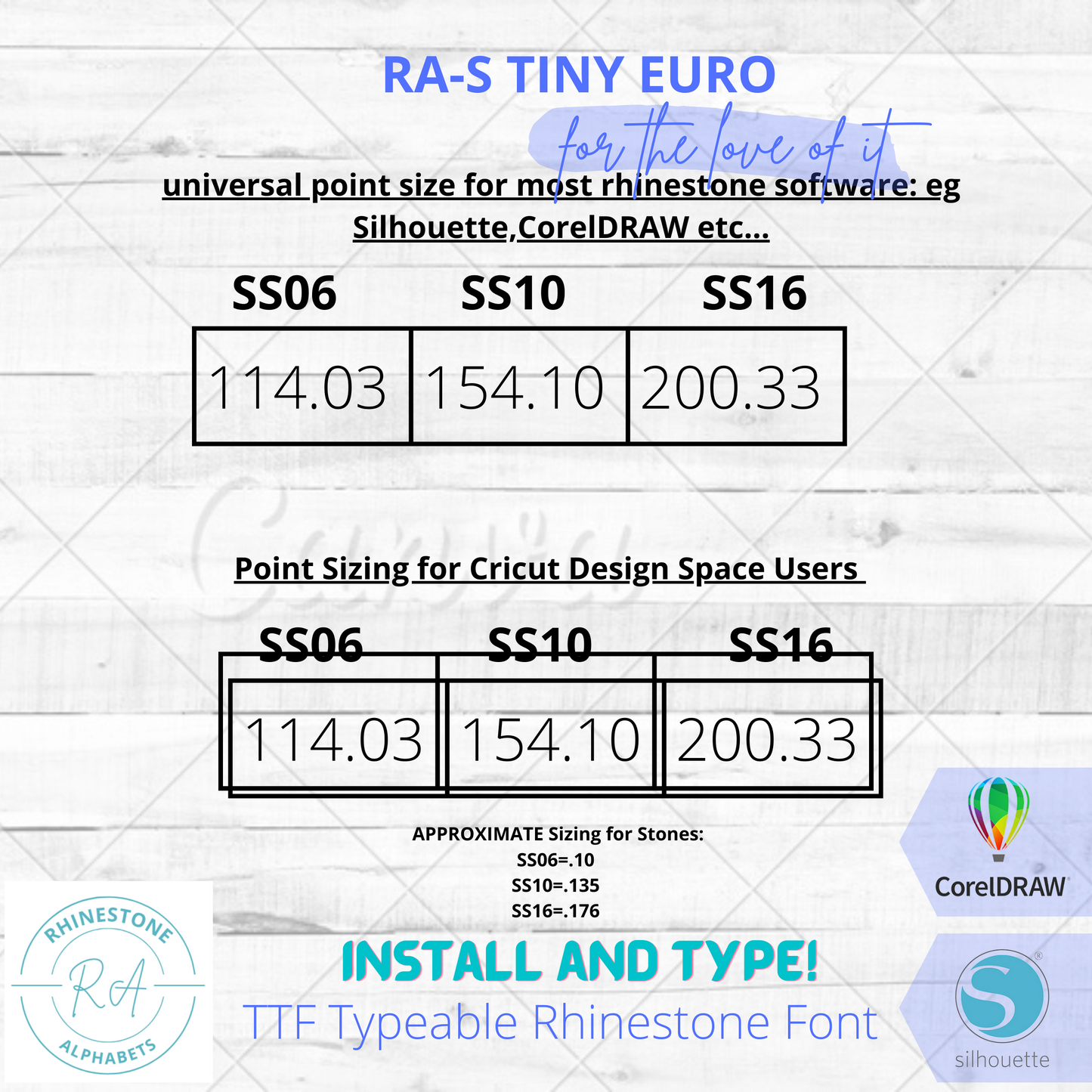 RA-S Tiny Euro :TTF Typeable Rhinestone Font