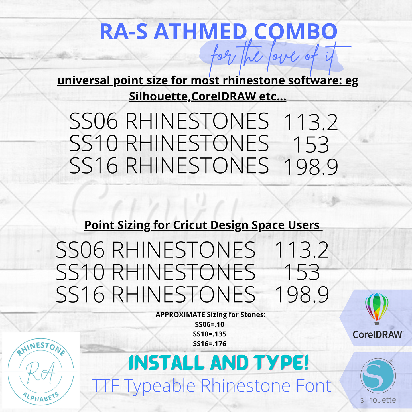 RA-S Athletic Medium Combo  TTF Rhinestone Font