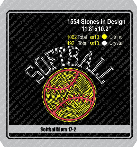 Softball Mom 17-2 ,TTF Rhinestone Fonts & Rhinestone Designs
