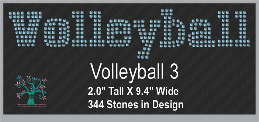 Volleyball Word 3 Rhinestone TTF  Alphabets and Rhinestone Designs