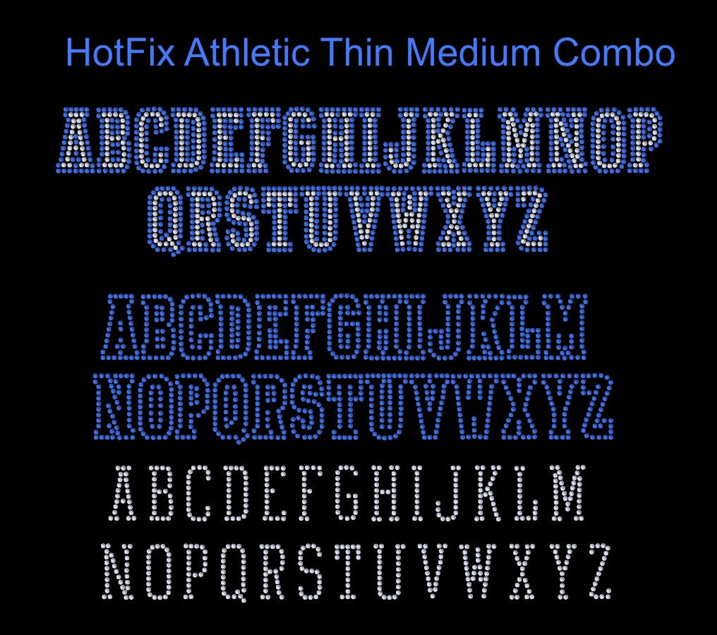 Athletic Thin Medium Combo dsg file ,TTF Rhinestone Fonts & Rhinestone Designs
