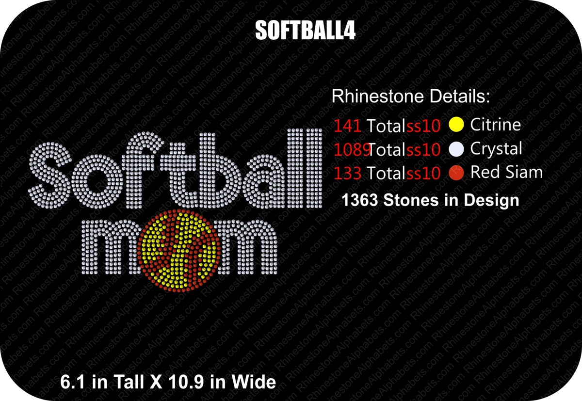 SOFTBALL 4 ,TTF Rhinestone Fonts & Rhinestone Designs