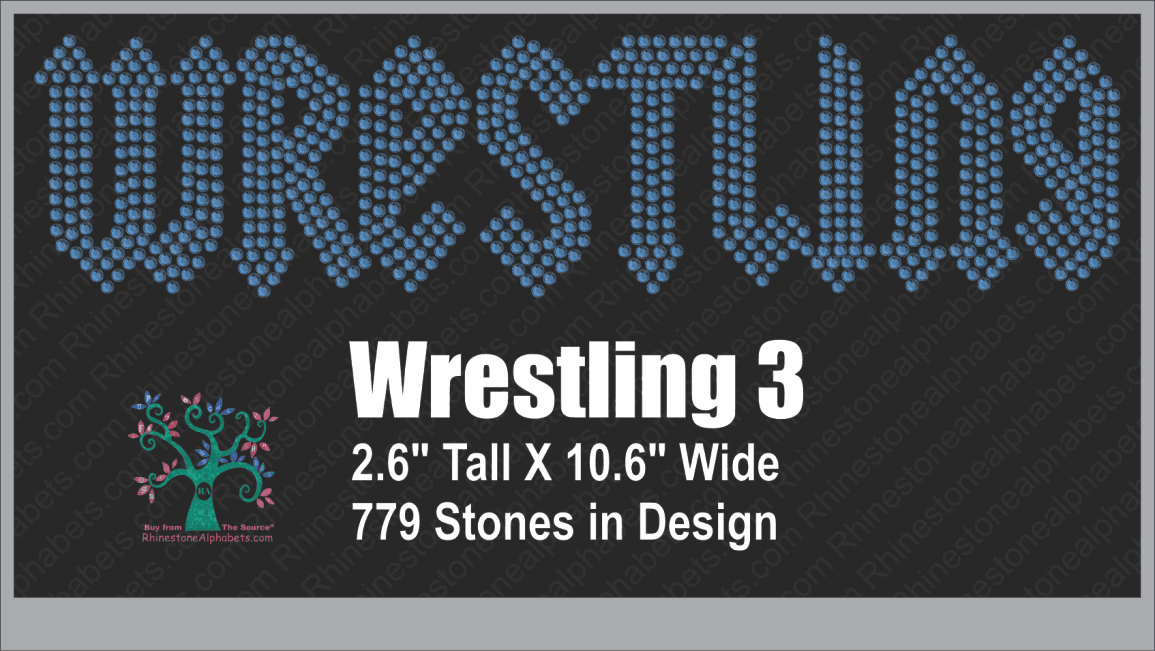 Wrestling Word 3 Rhinestone TTF  Alphabets and Rhinestone Designs