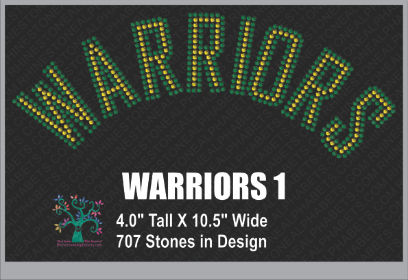 Warriors Word 1 Rhinestone TTF  Alphabets and Rhinestone Designs