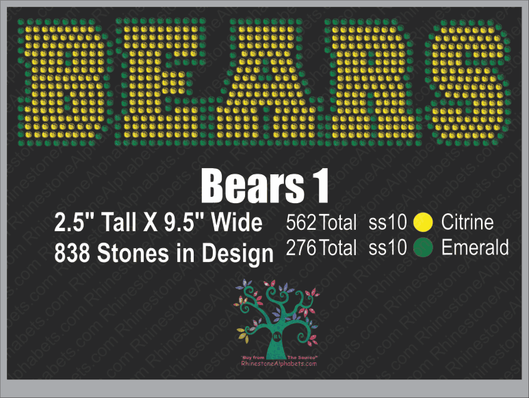 Bears 1 ,TTF Rhinestone Fonts & Rhinestone Designs