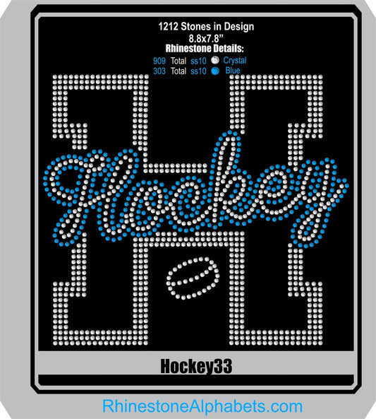 Hockey 33 ,TTF Rhinestone Fonts & Rhinestone Designs