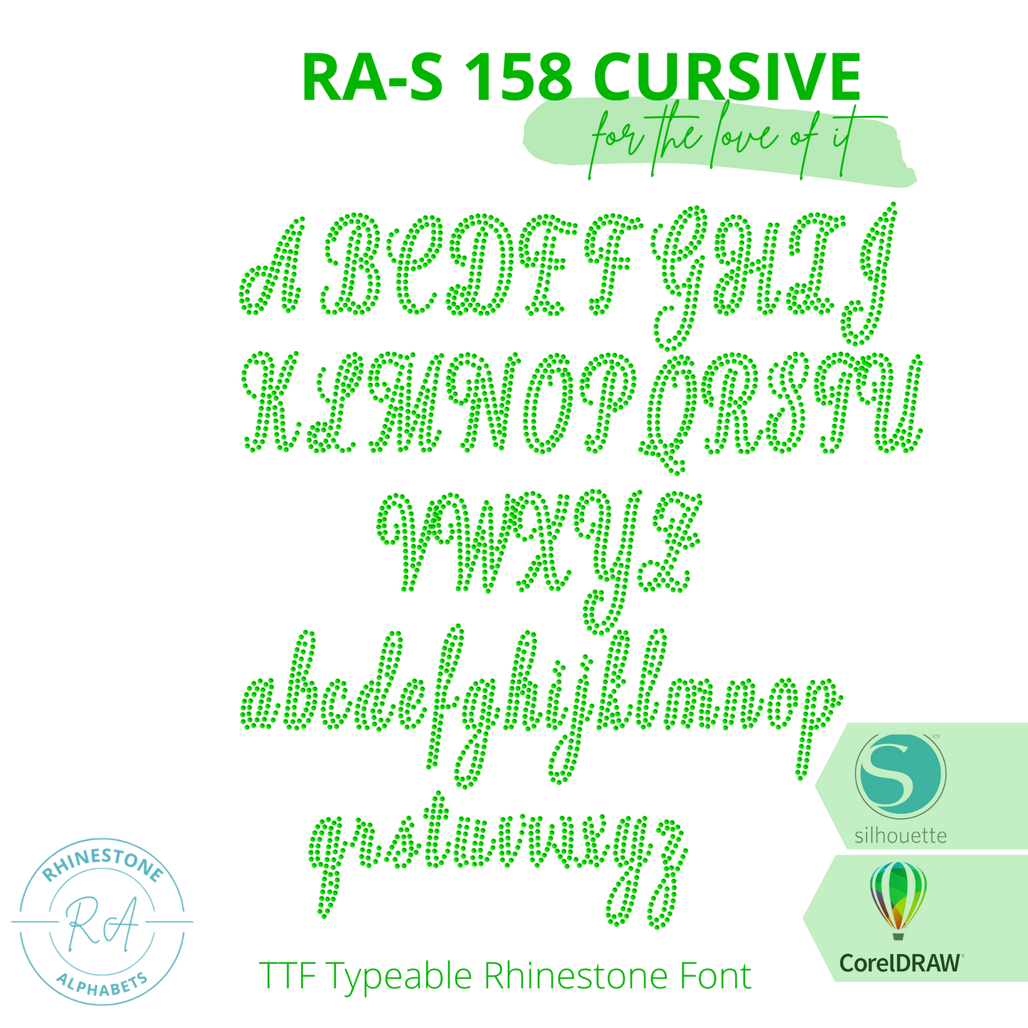 RA-S 158 Cursive - RhinestoneAlphabets