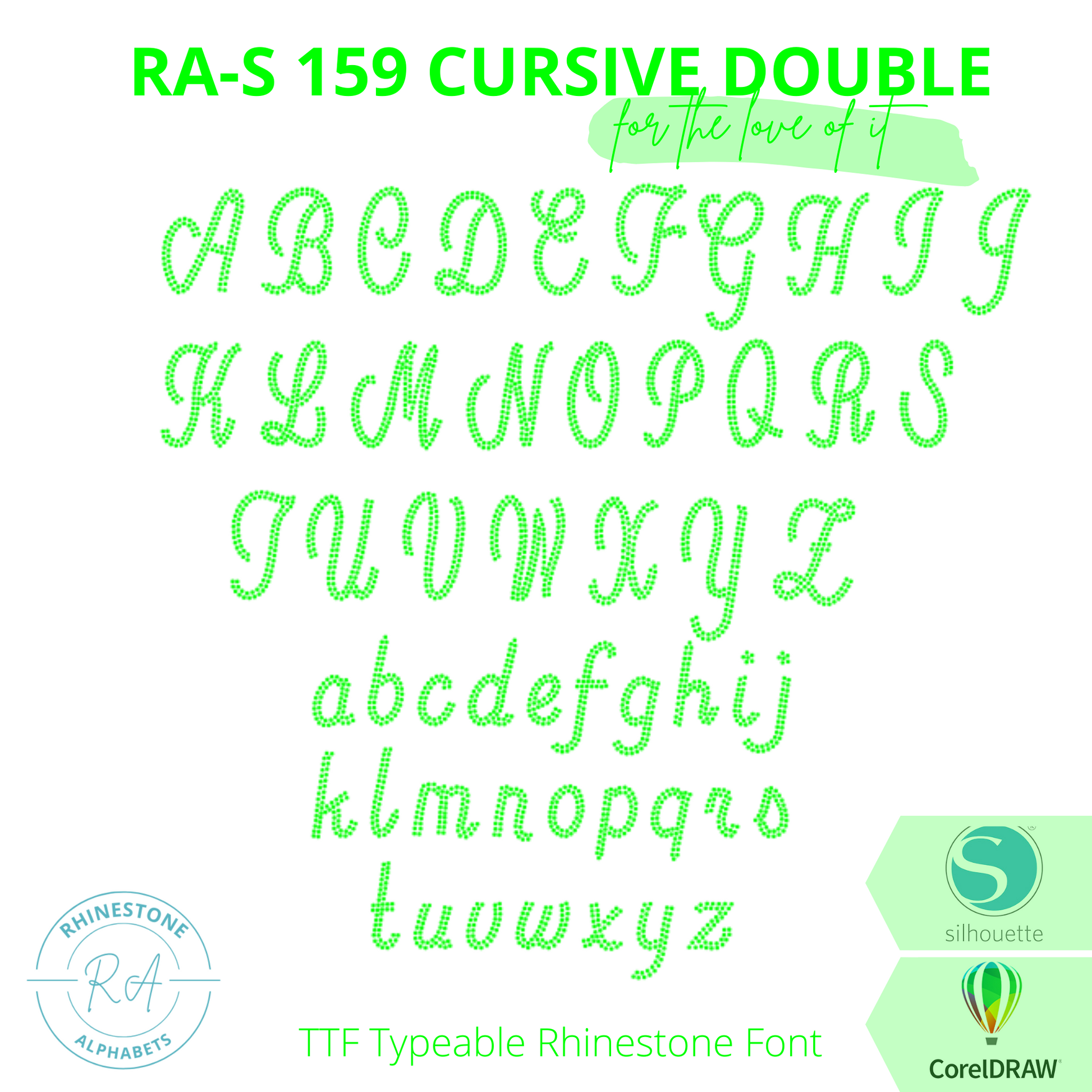 RA-S 159 Cursive Double - RhinestoneAlphabets