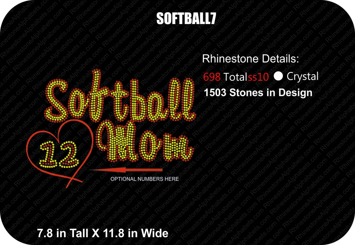 SOFTBALL 7 ,TTF Rhinestone Fonts & Rhinestone Designs
