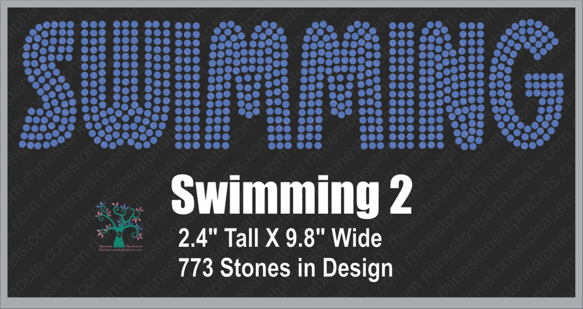 Swimming Word 2 ,TTF Rhinestone Fonts & Rhinestone Designs