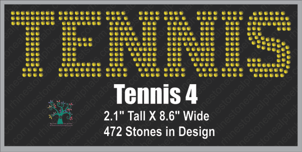 Tennis Word 4 ,TTF Rhinestone Fonts & Rhinestone Designs