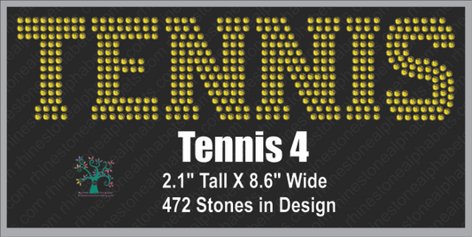 Tennis Word 4 ,TTF Rhinestone Fonts & Rhinestone Designs