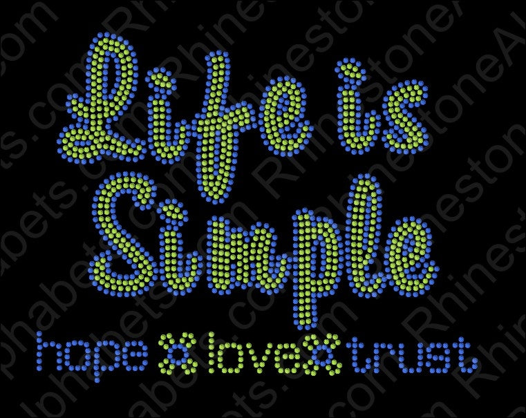 Life is Simple 3 ,TTF Rhinestone Fonts & Rhinestone Designs