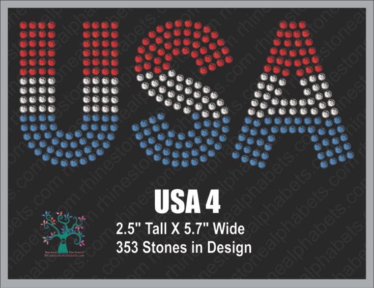 USA  Word 4 Rhinestone TTF  Alphabets and Rhinestone Designs