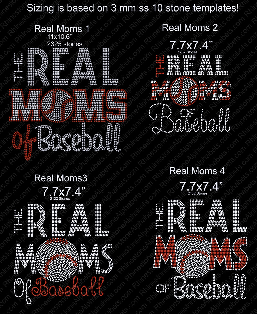 Real Moms Baseball Combo ,TTF Rhinestone Fonts & Rhinestone Designs