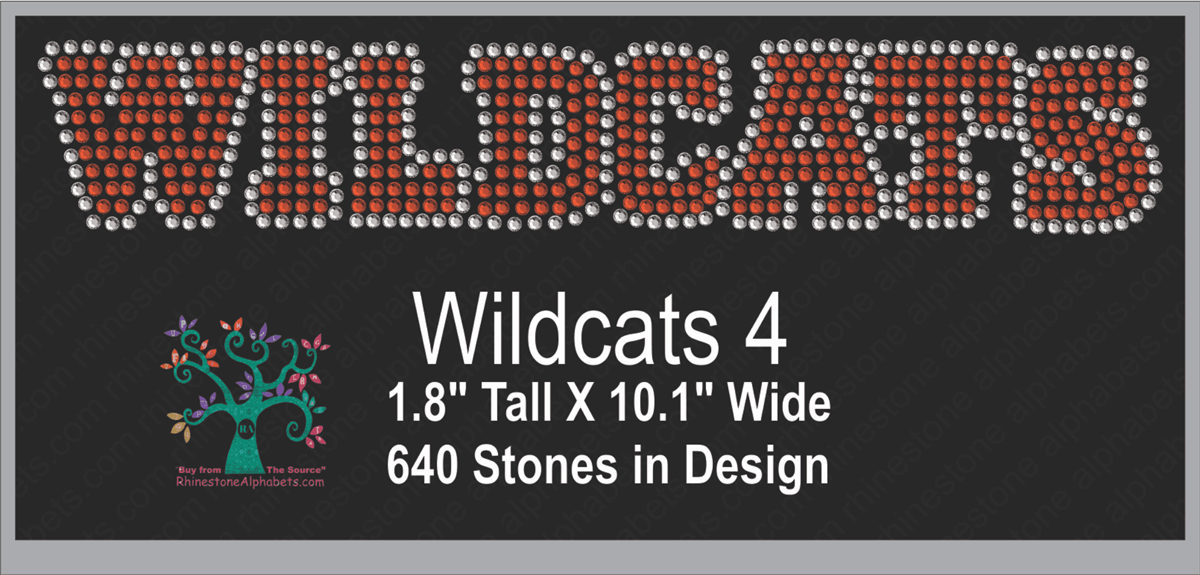Wildcats Word 4 Rhinestone TTF  Alphabets and Rhinestone Designs