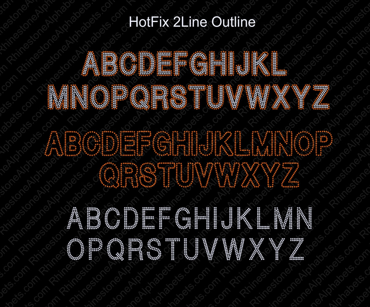 Hot Fix 2LineOutline ,TTF Rhinestone Fonts & Rhinestone Designs