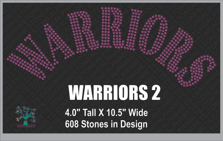 Warriors Word 2 Rhinestone TTF  Alphabets and Rhinestone Designs
