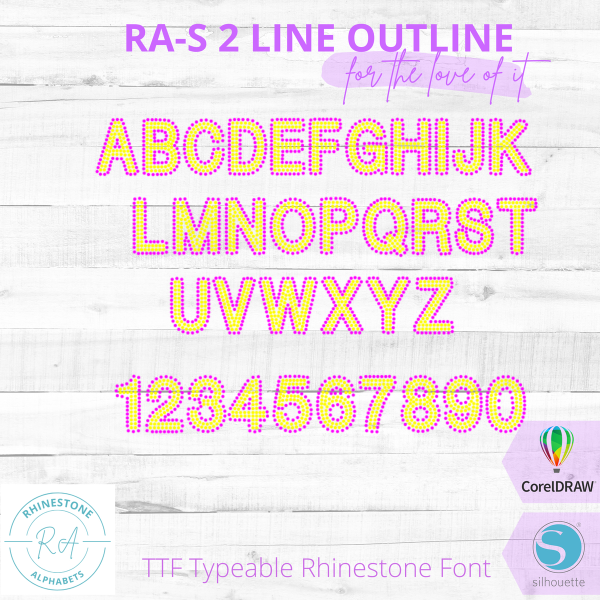 Ronaline Lettering RA 2 LINE OUTLINE TTF Rhinestone Font – RhinestoneAlphabets