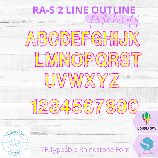 RA-S 2 LineOutline - RhinestoneAlphabets