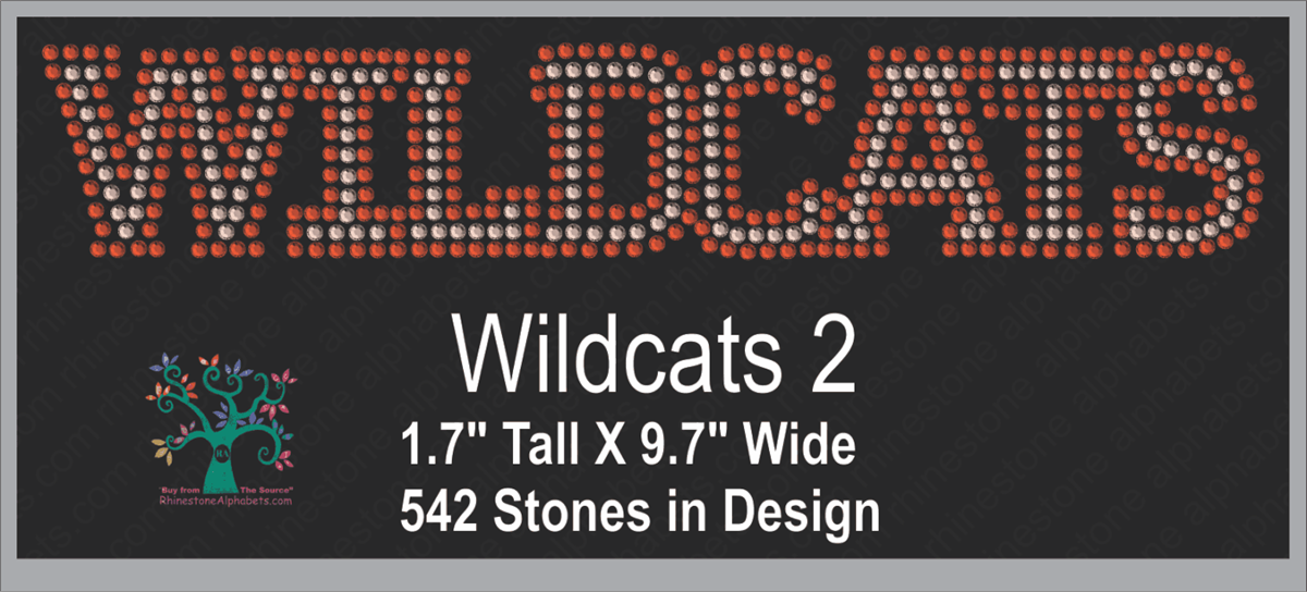 Wildcats Word 2 Rhinestone TTF  Alphabets and Rhinestone Designs