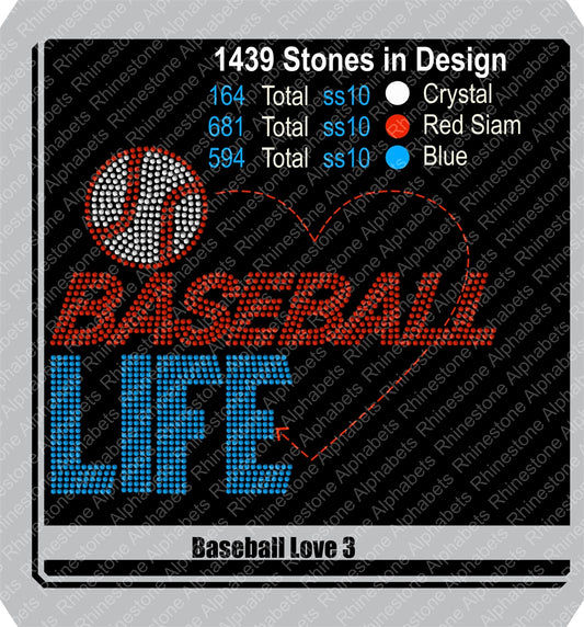 Baseball Love 3 ,TTF Rhinestone Fonts & Rhinestone Designs