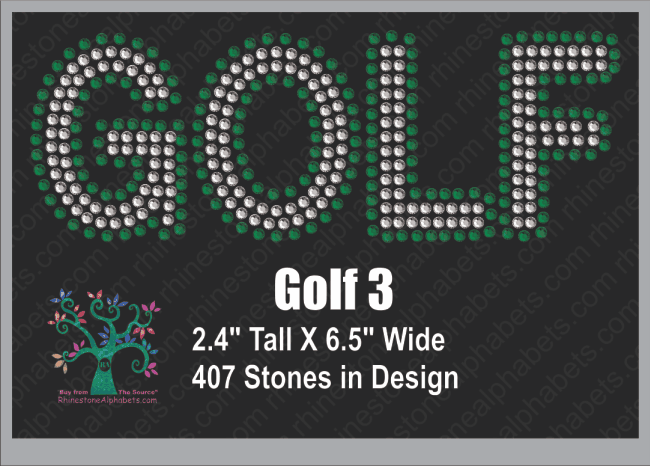 Golf 3 ,TTF Rhinestone Fonts & Rhinestone Designs