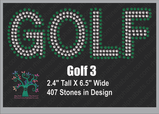 Golf 3 ,TTF Rhinestone Fonts & Rhinestone Designs