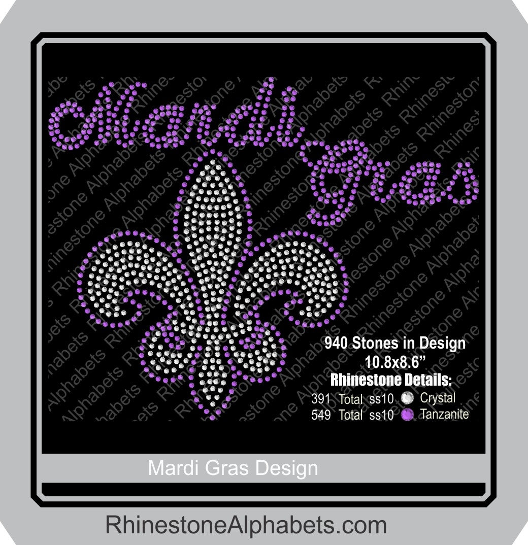 Mardi Gras Fleur De Lis Design ,TTF Rhinestone Fonts & Rhinestone Designs