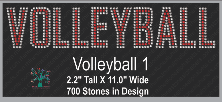 Volleyball Word 1 Rhinestone TTF  Alphabets and Rhinestone Designs