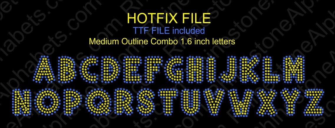 HotFix Medium Outline Combo ,TTF Rhinestone Fonts & Rhinestone Designs