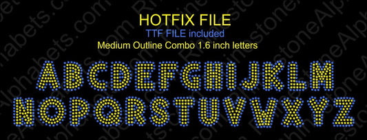 HotFix Medium Outline Combo ,TTF Rhinestone Fonts & Rhinestone Designs