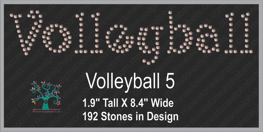 Volleyball Word 5 Rhinestone TTF  Alphabets and Rhinestone Designs