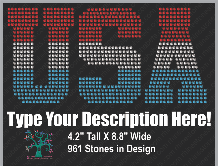 USA  Word 1 Rhinestone TTF  Alphabets and Rhinestone Designs