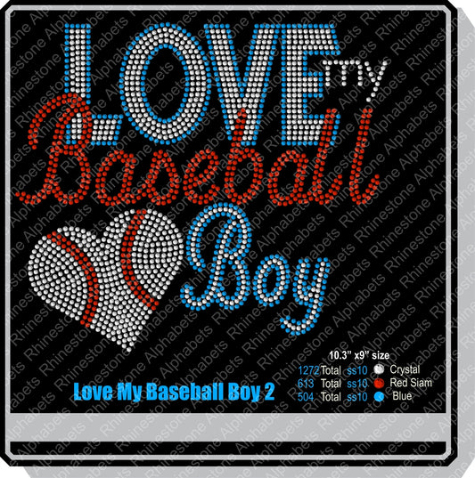 Love my baseball boy2 ,TTF Rhinestone Fonts & Rhinestone Designs