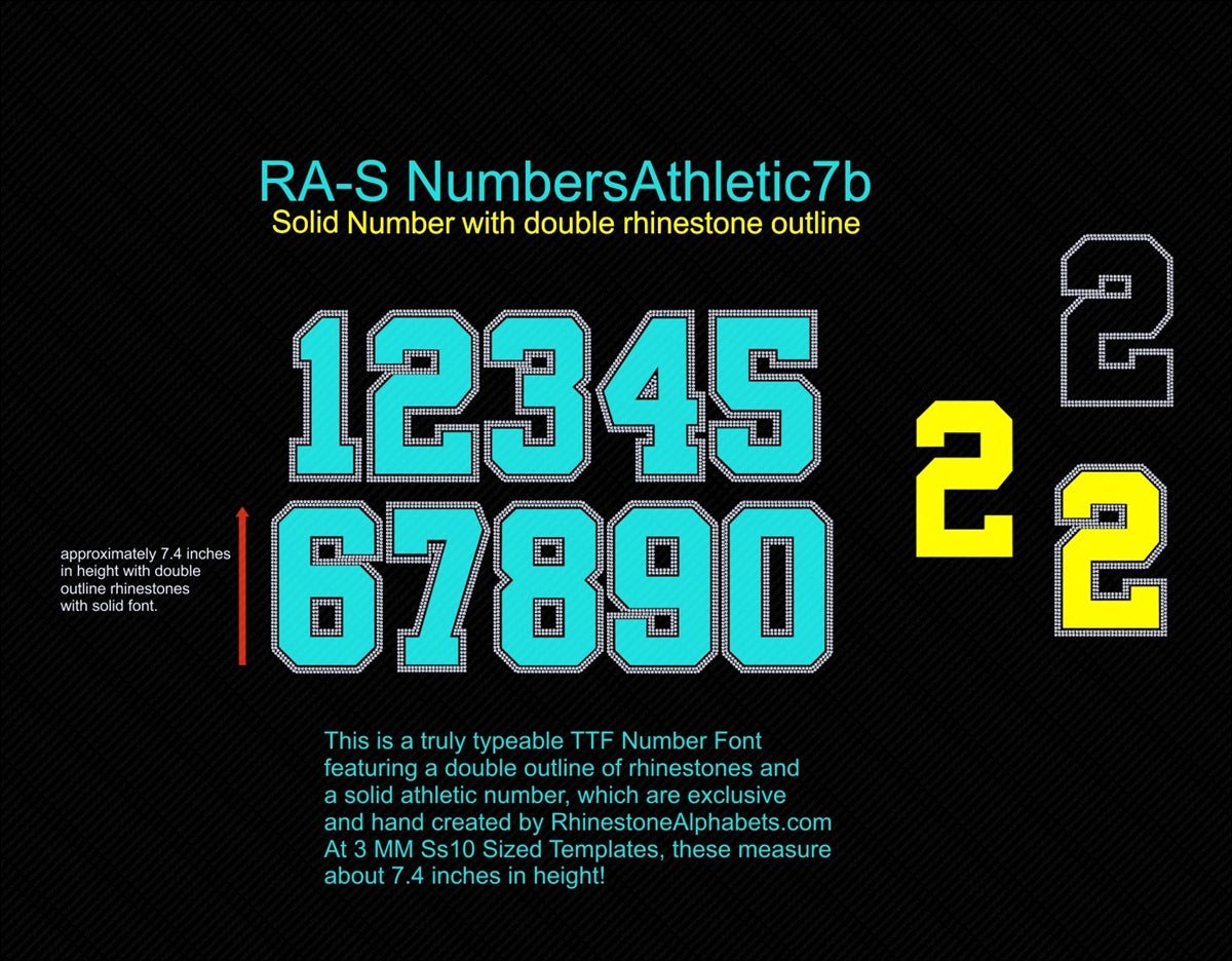 RA-S NumbersAthletic7B ,TTF Rhinestone Fonts & Rhinestone Designs