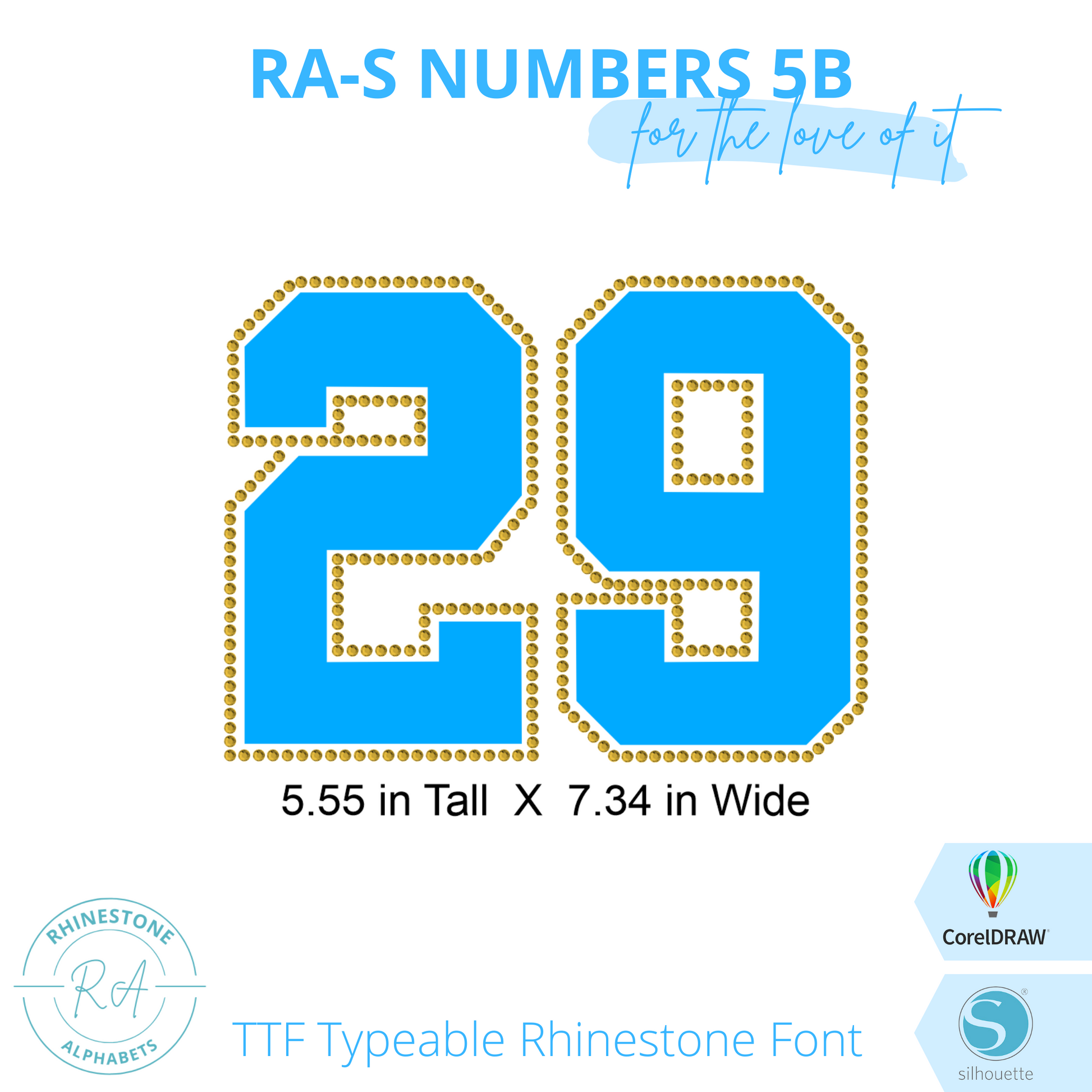 RA-S Numbers Athletic 5B - RhinestoneAlphabets
