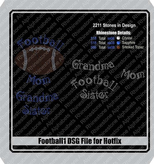 Football  1 Hotfix DSG File Only! ,TTF Rhinestone Fonts & Rhinestone Designs