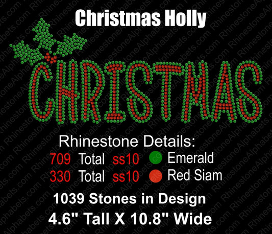 Christmas Holly ,TTF Rhinestone Fonts & Rhinestone Designs