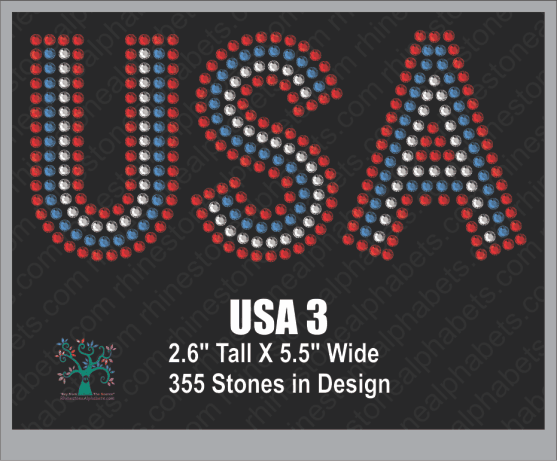 USA  Word 3 Rhinestone TTF  Alphabets and Rhinestone Designs