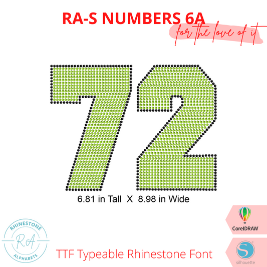 RA-S Numbers Athletic 6A - RhinestoneAlphabets