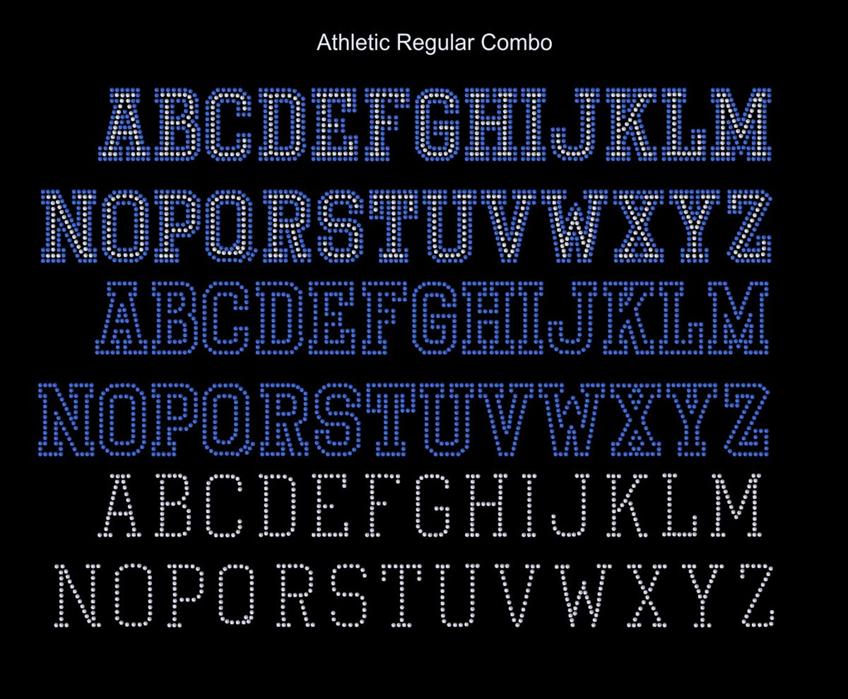 HotFix Athletic Regular Combo ,TTF Rhinestone Fonts & Rhinestone Designs