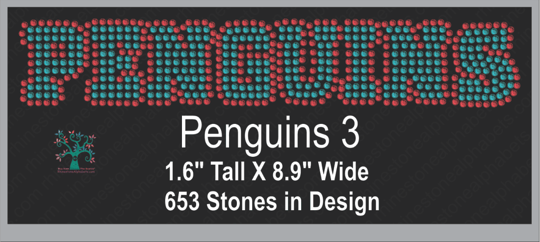 Penguins Word 3 ,TTF Rhinestone Fonts & Rhinestone Designs