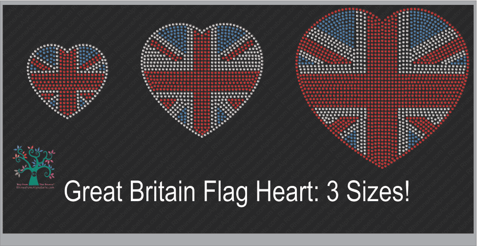 Great Britain: Flag Trio ,TTF Rhinestone Fonts & Rhinestone Designs