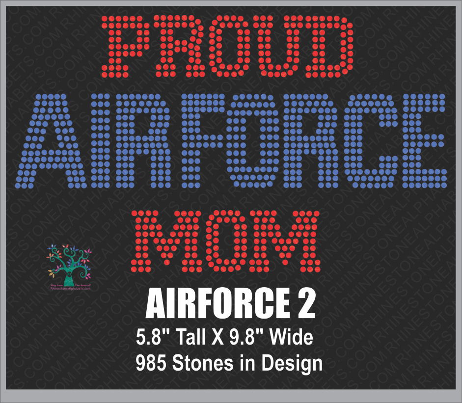 Air Force Word 2 ,TTF Rhinestone Fonts & Rhinestone Designs