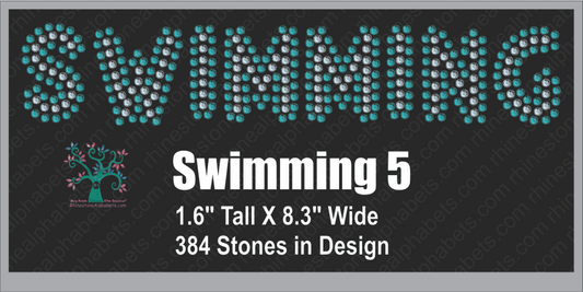 Swimming  Word 5 ,TTF Rhinestone Fonts & Rhinestone Designs
